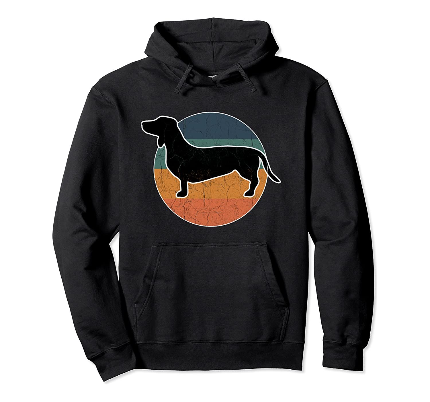 Vintage Retro Dachshund Dog Silhouette Wiener Weiner Pullover Hoodie, T-Shirt, Sweatshirt