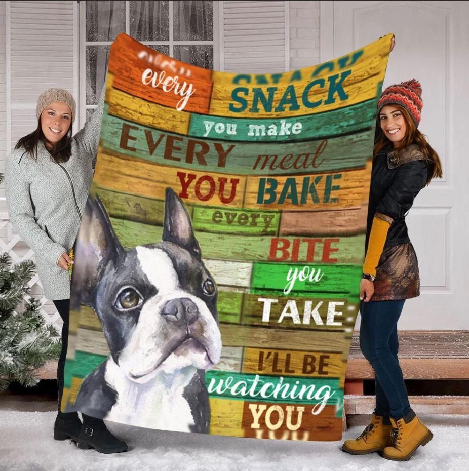 Vintage Terrier Dog Every Snack You Make Every Meal You Bake I Will Be Watching You Gift Personalized Photo Upload Fleece Blanket Print 3D, Unisex, Kid, Adult