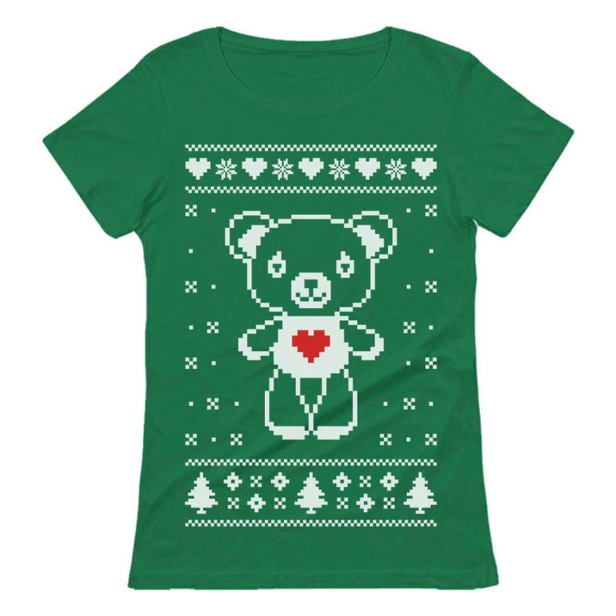 Big White Furry Bear Doll Ugly Christmas Sweater Funny Women T-Shirt