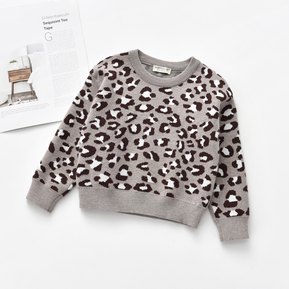 2020 Winter Kids Baby Boy Sweaters Leopard Printed Knitted Pullover Casual Long Sleeve Tops Toddler Girl Boy Clothes 2-6 Years alx