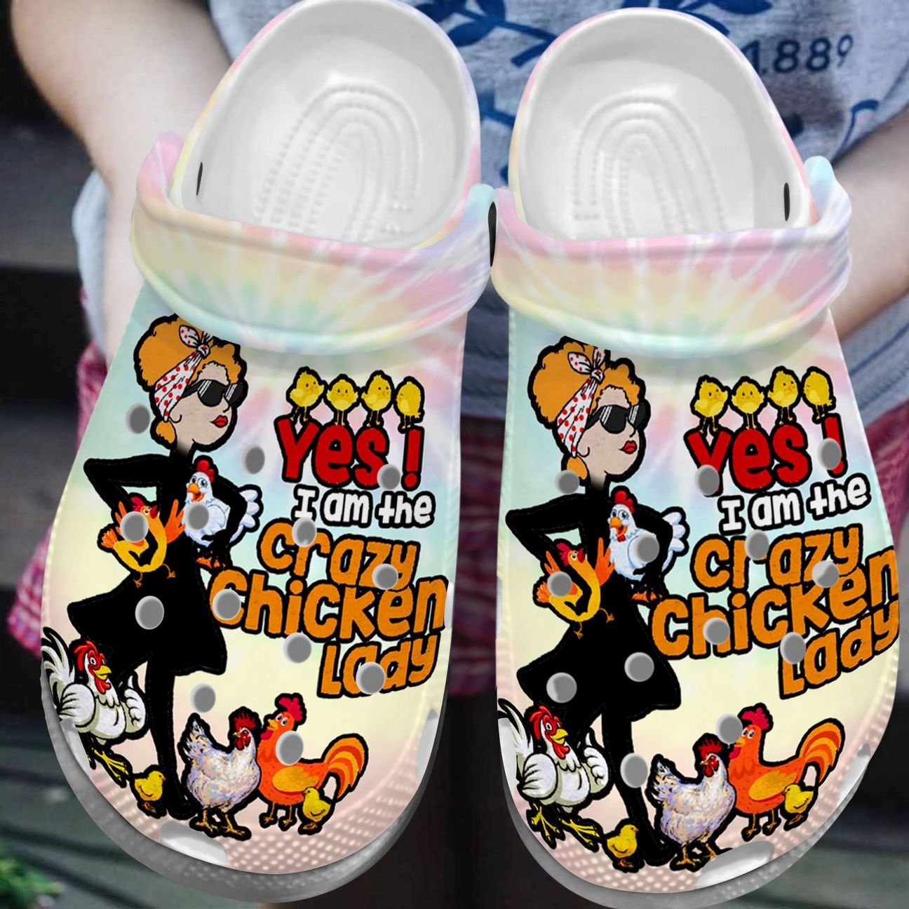 The Crazy Chicken Lady Personalize Clog, Custom Name, Text, Fashion Style For Women, Men, Kid, Print 3D