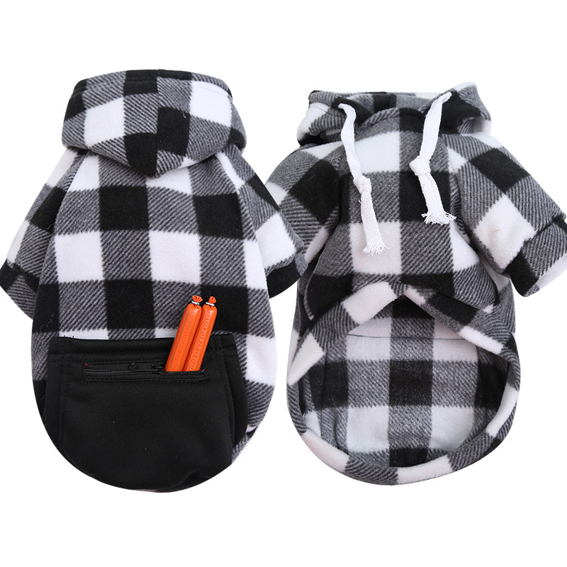 Winter Warm Pet Dog Clothes Plaid Printing Dog Hoodies Outfit for Small Dog Chihuahua Pug Sweater Clothing Puppy Cat Coat Jacket alx