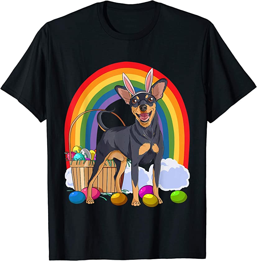 Miniature Pinscher Happy Easter Eggs Bunny Dog T-Shirt