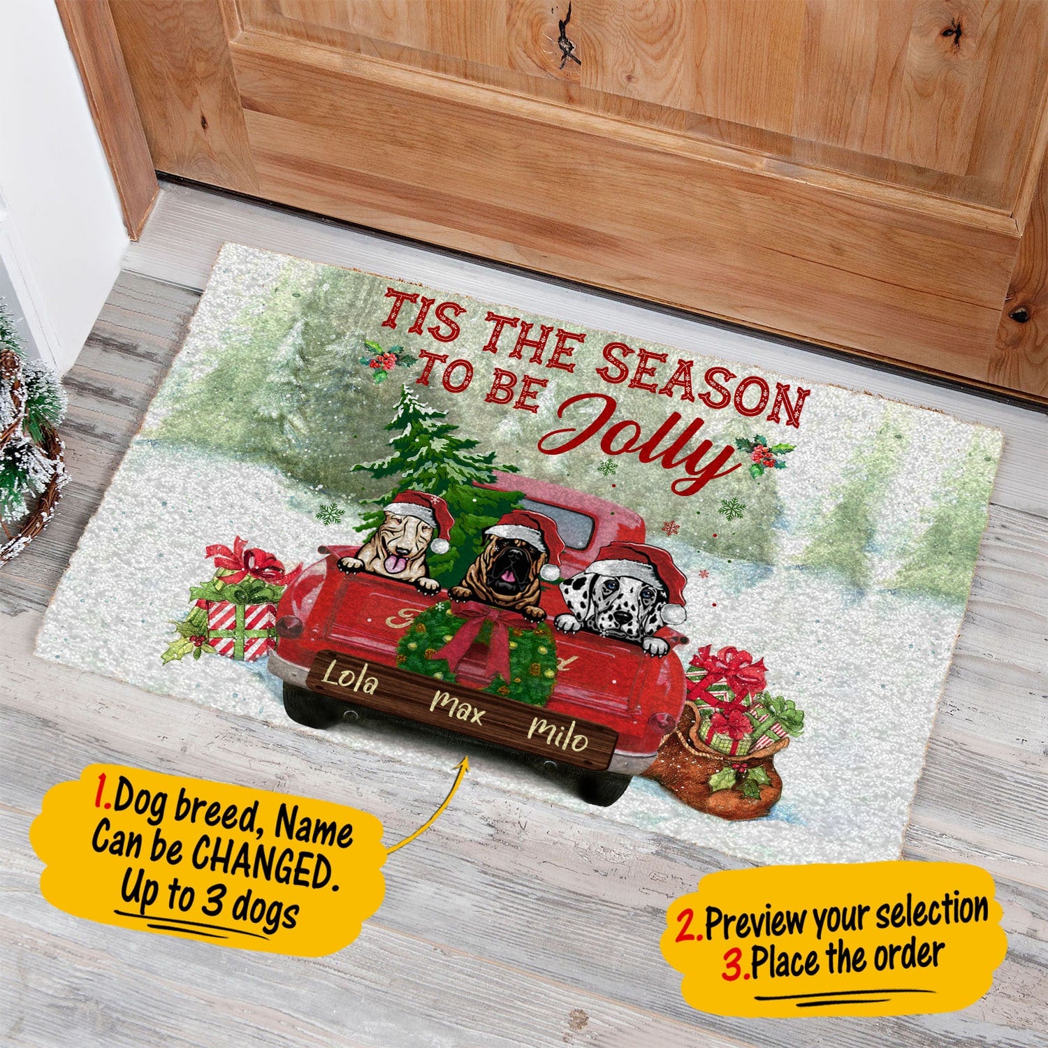 Custom Christmas Pillow Tis The Season To Be Jolly Doormat