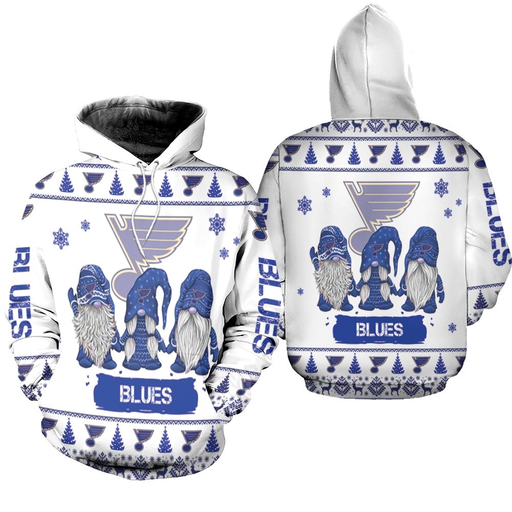 Christmas Gnomes St. Louis Blues Ugly Sweatshirt Christmas 3D Hoodie