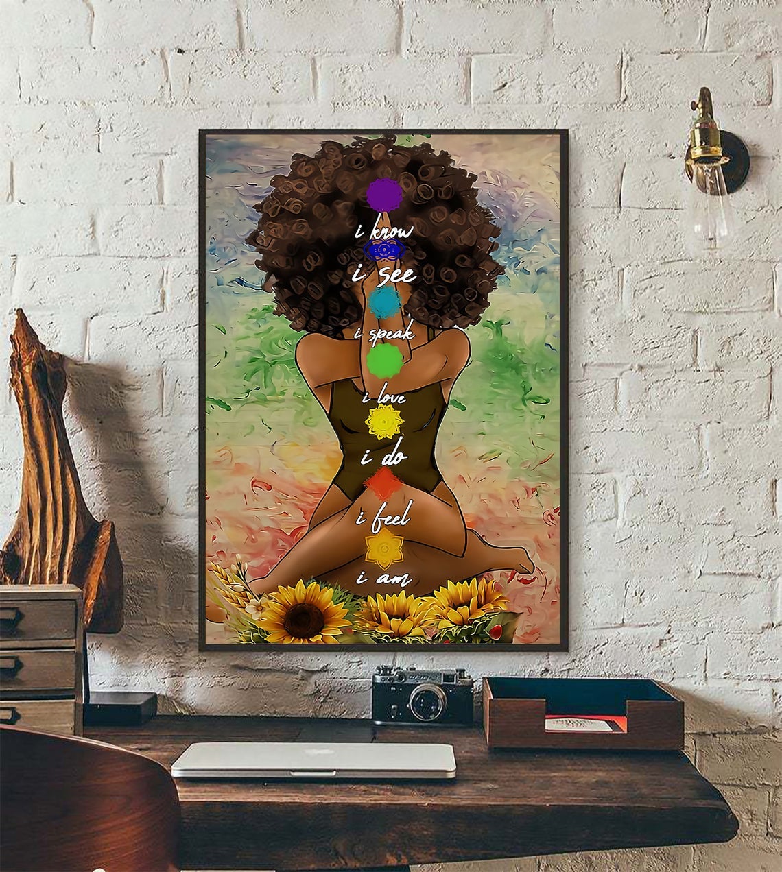 Yoga Poster, Yoga African American Wall Art, Black Girl Magic Art Prints, Yoga Chakra Poster, Yoga Studio Canvas And Poster, Canvas Wall Art, My Poster Wall