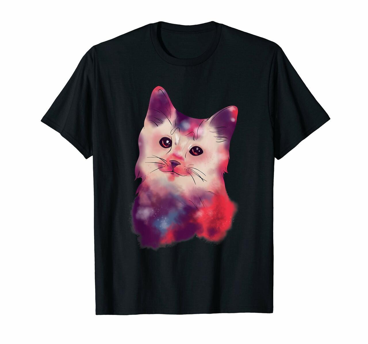 Cute Space Galactic Artsy Cat Kitten T-Shirt