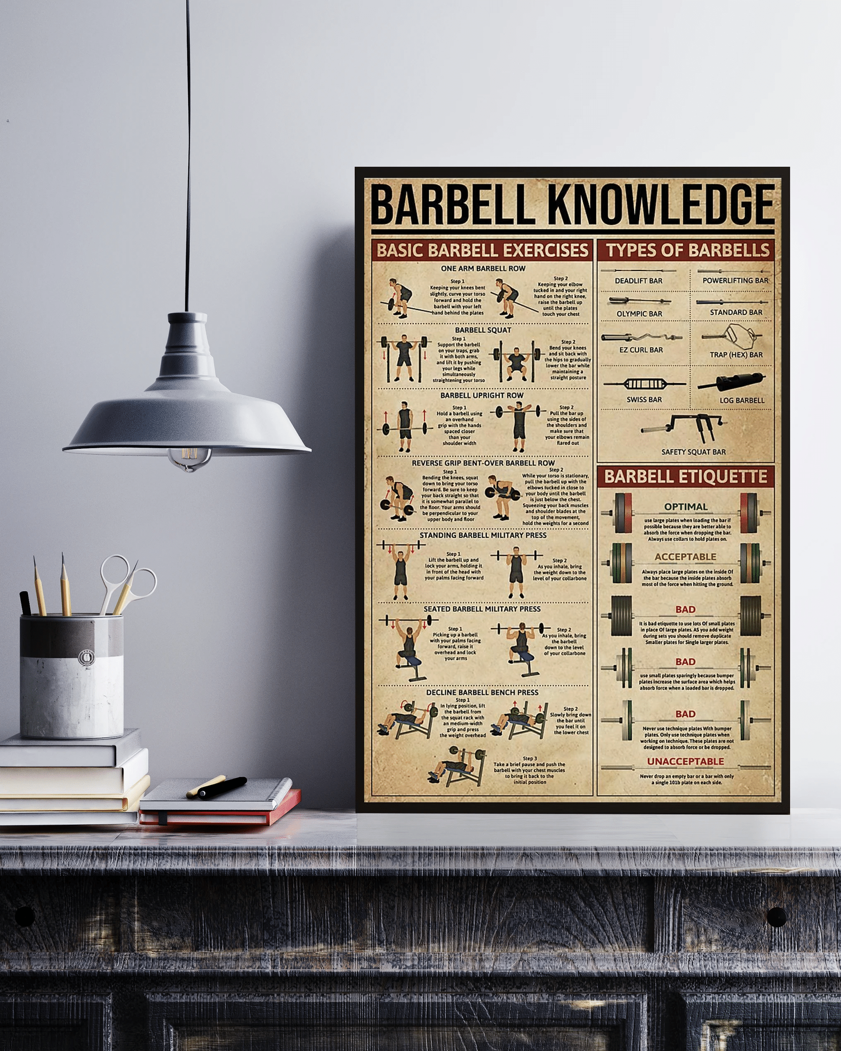 Barbell Knowledge Canvas Poster Wall Art