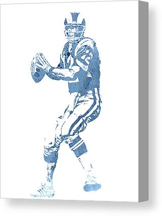 Joe Namath Los Angeles Rams Watercolor Strokes Pixel Art 1 Joe Hamilton Canvas Print