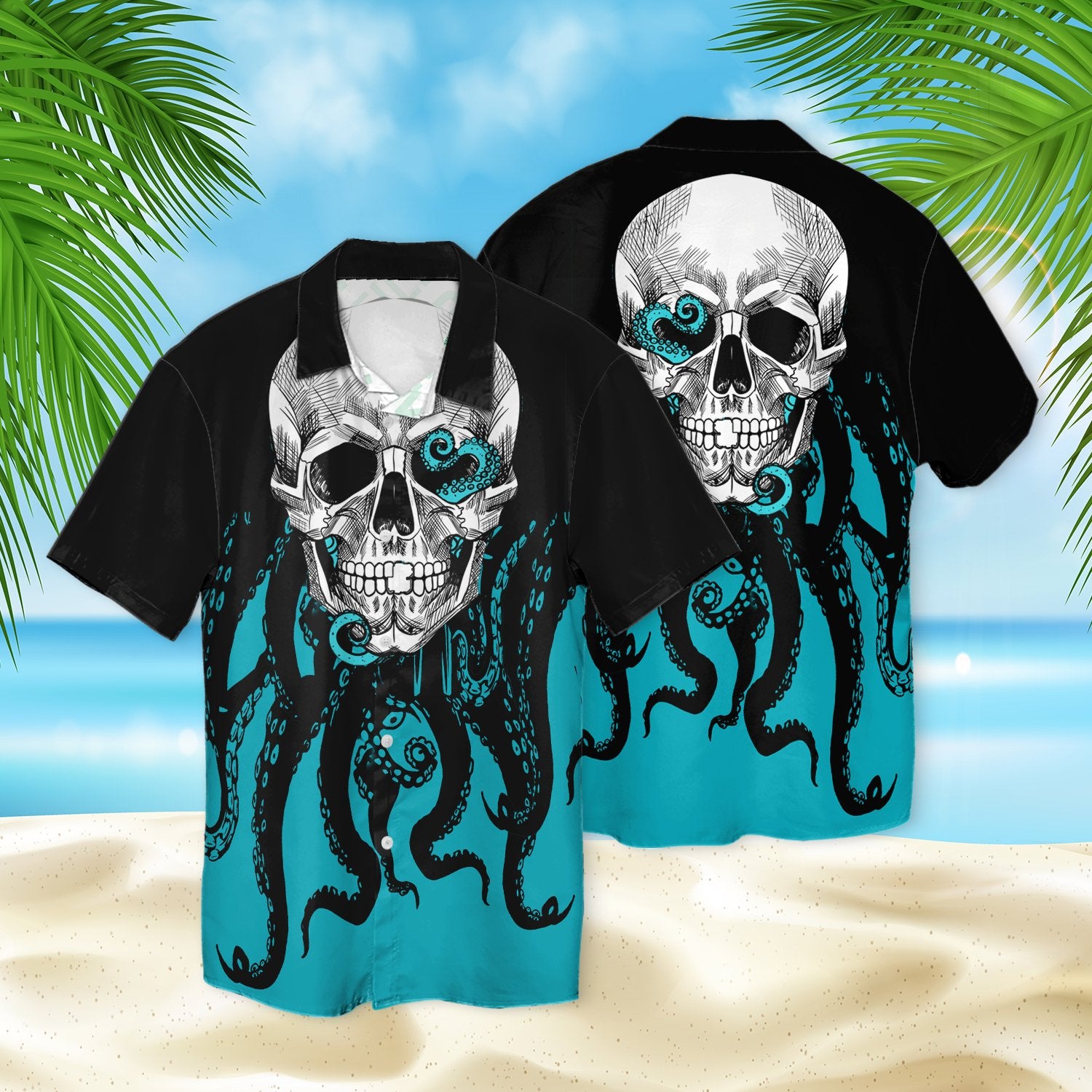 Skull Octopus Print Hawaii Shirt Ha84585