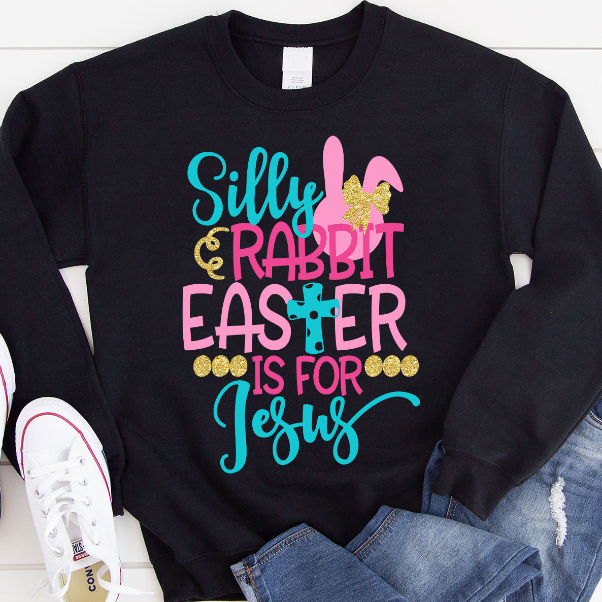 Dngfashion ‘S Christians Gifts Cute Silly Rabbit Easter Is For Jesus – Standard Crew Neck Sweatshirt