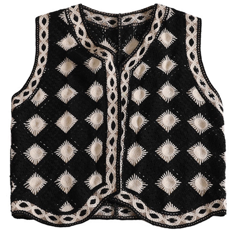 Vintage Knitted Plaid Vest Tops for Women College Style Sleeveless Sweater Vest Fall Waistcoat Button-down Knit Cardigan M6CD alx