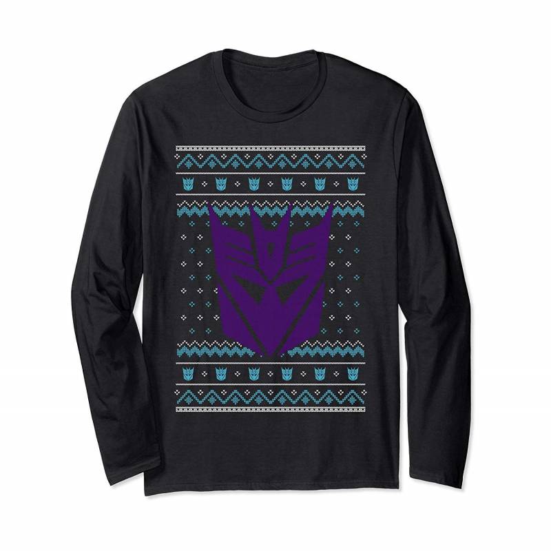 Transformers Christmas Decepticon Ugly Sweater Style Long Sleeve T-shirt