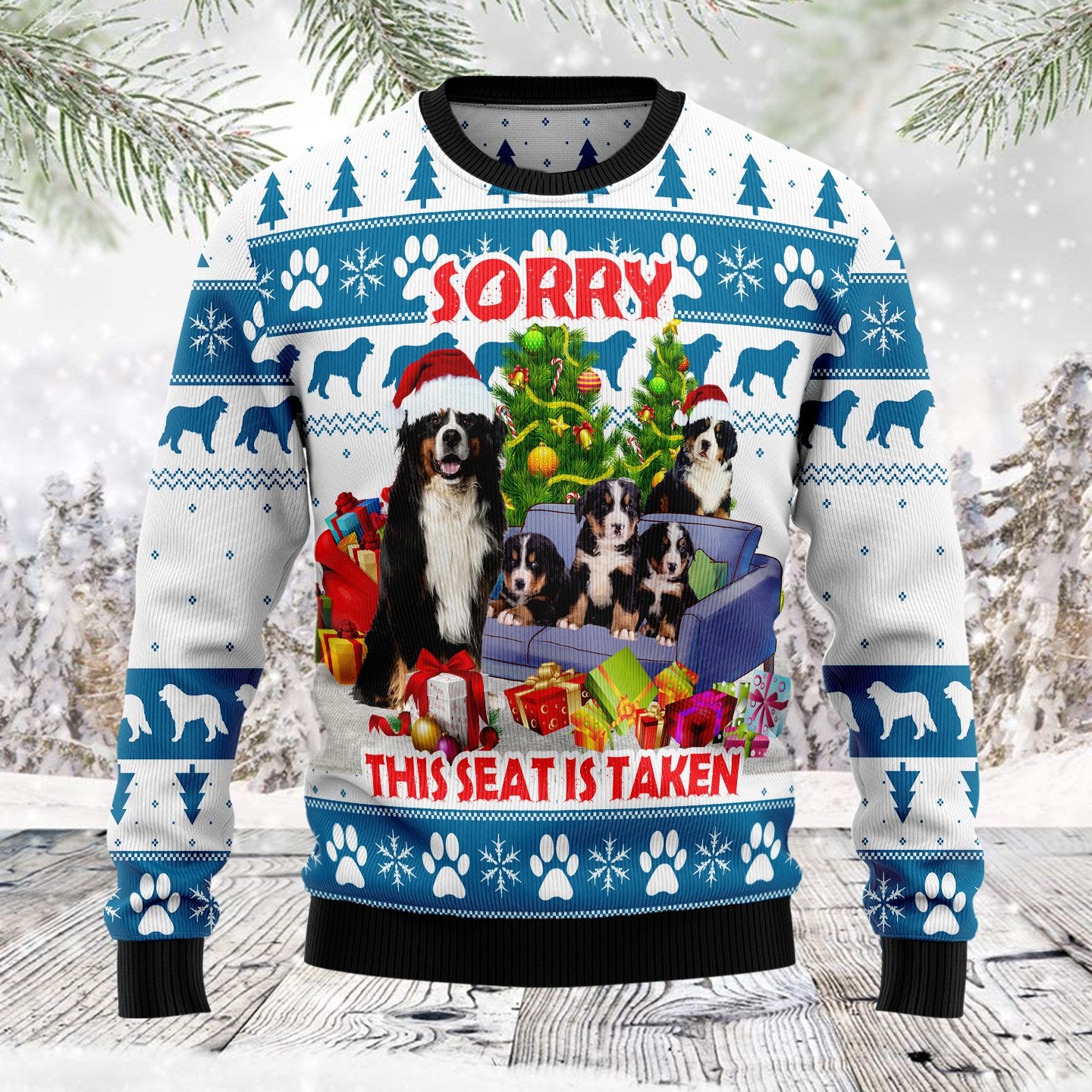 This Seat Is Taken Bernese Mountain Dog Sweatshirt, Ugly Christmas Sweatshirt For Dog Lovers