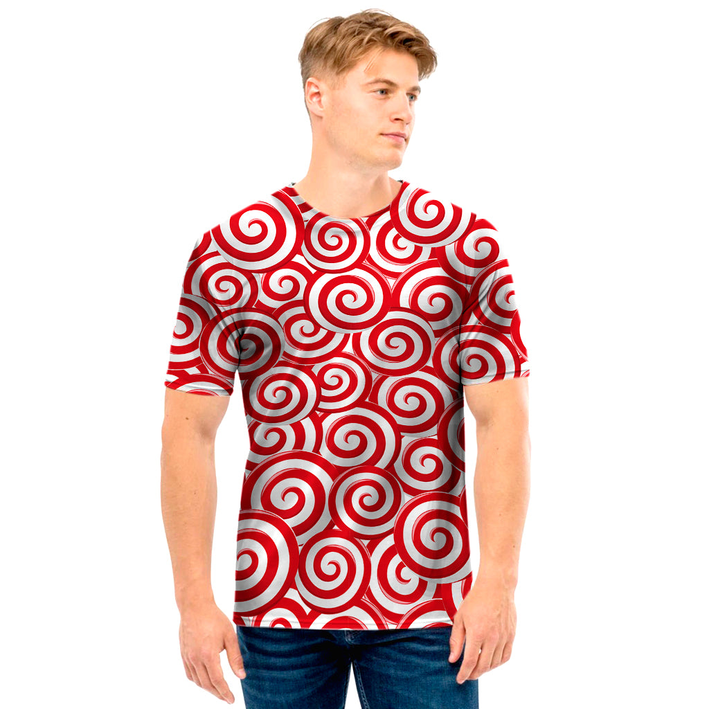 Red Lollipop Candy Pattern Print Men’S T-Shirt