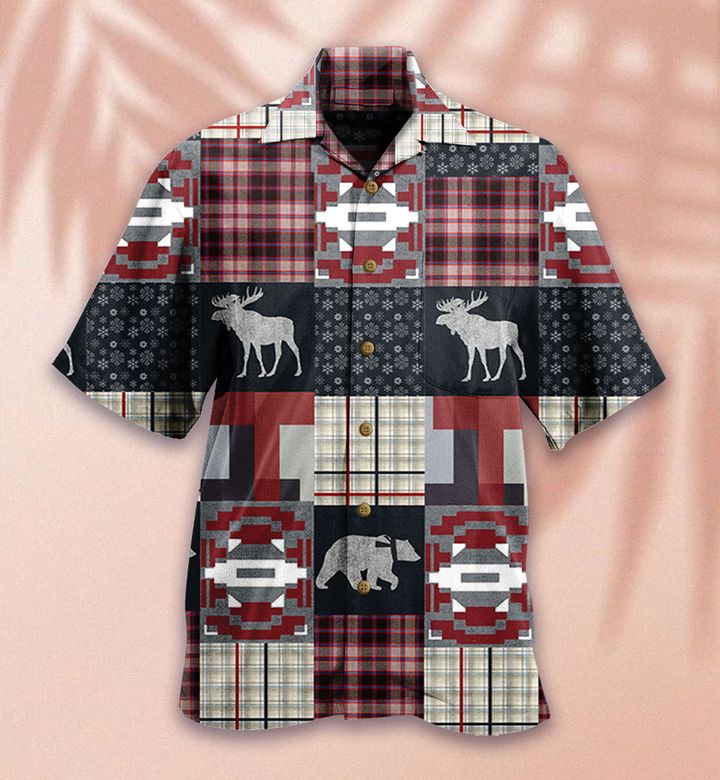 Christmas Reindeer Red Plaid Hawaii Shirt Ha9