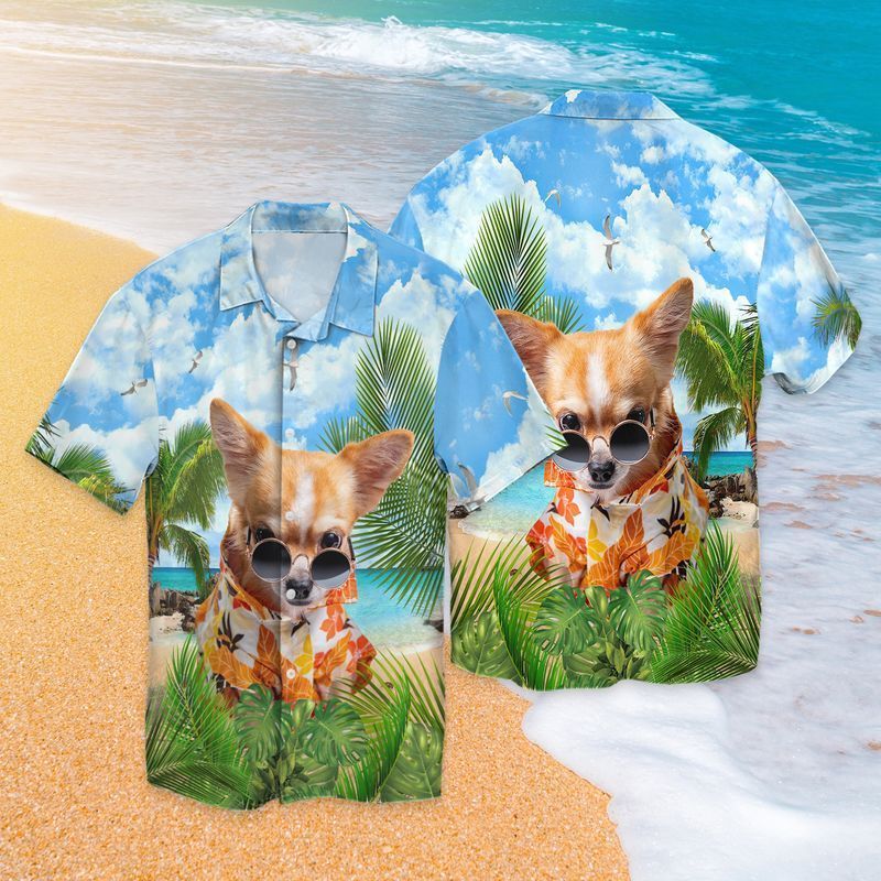 Chihuahua Beach Cool For Men And Women Graphic Print Short Sleeve Hawaii Casual Shirt Ha2553