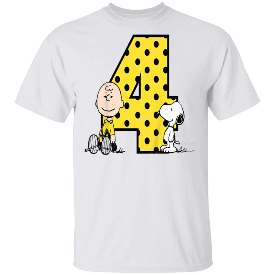 Kids Peanuts Charlie Brown and Snoopy Yellow Black Polka Dots 4 T-Shirt