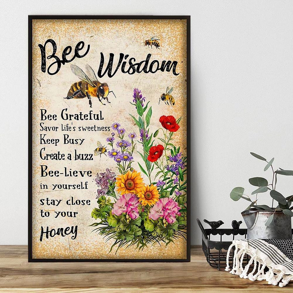 Bee Wisdom And Flowers Poster – Bee Lieve In Yourself Canvas Home Décor Gifts For Mother’S Day – Gigo Smart