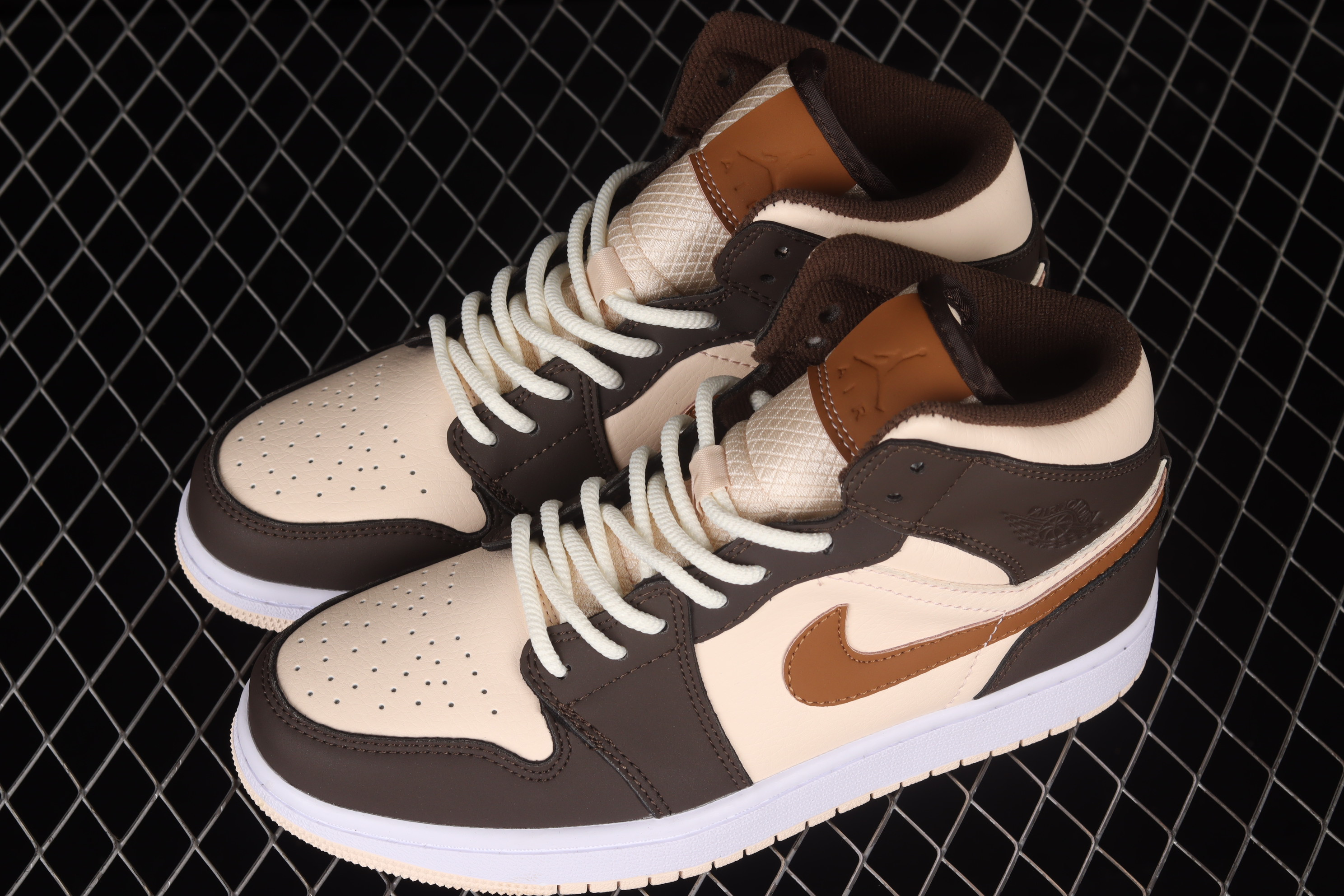 Nike JD 1 Mid Cream Dark Chocolate Shoes Sneakers SNK629869341