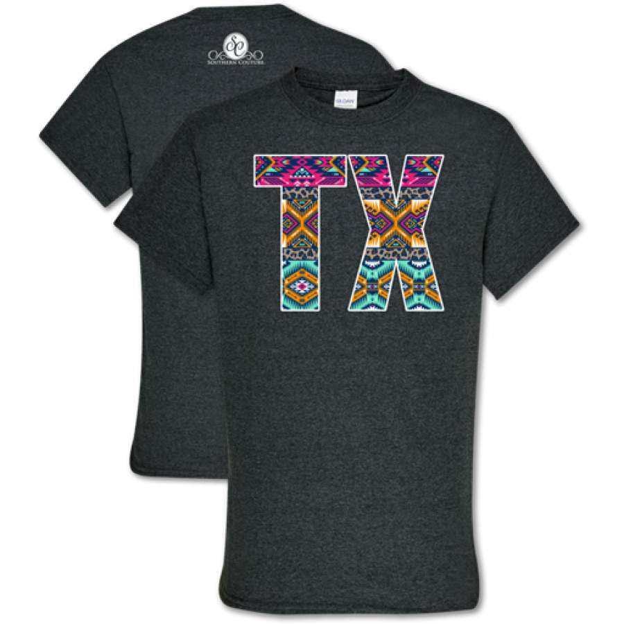 Southern Couture Soft Collection Leopard Aztec Texas T-Shirt