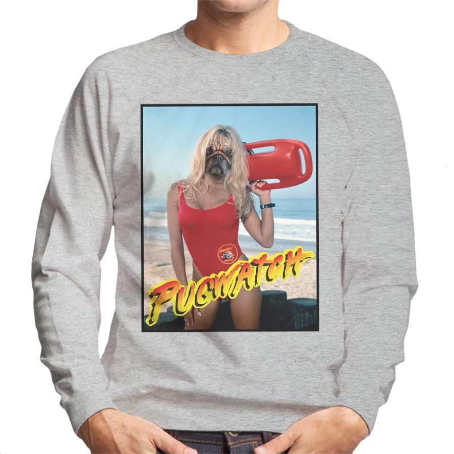 Baywatch Pug Watch Parody Men’s Sweatshirt