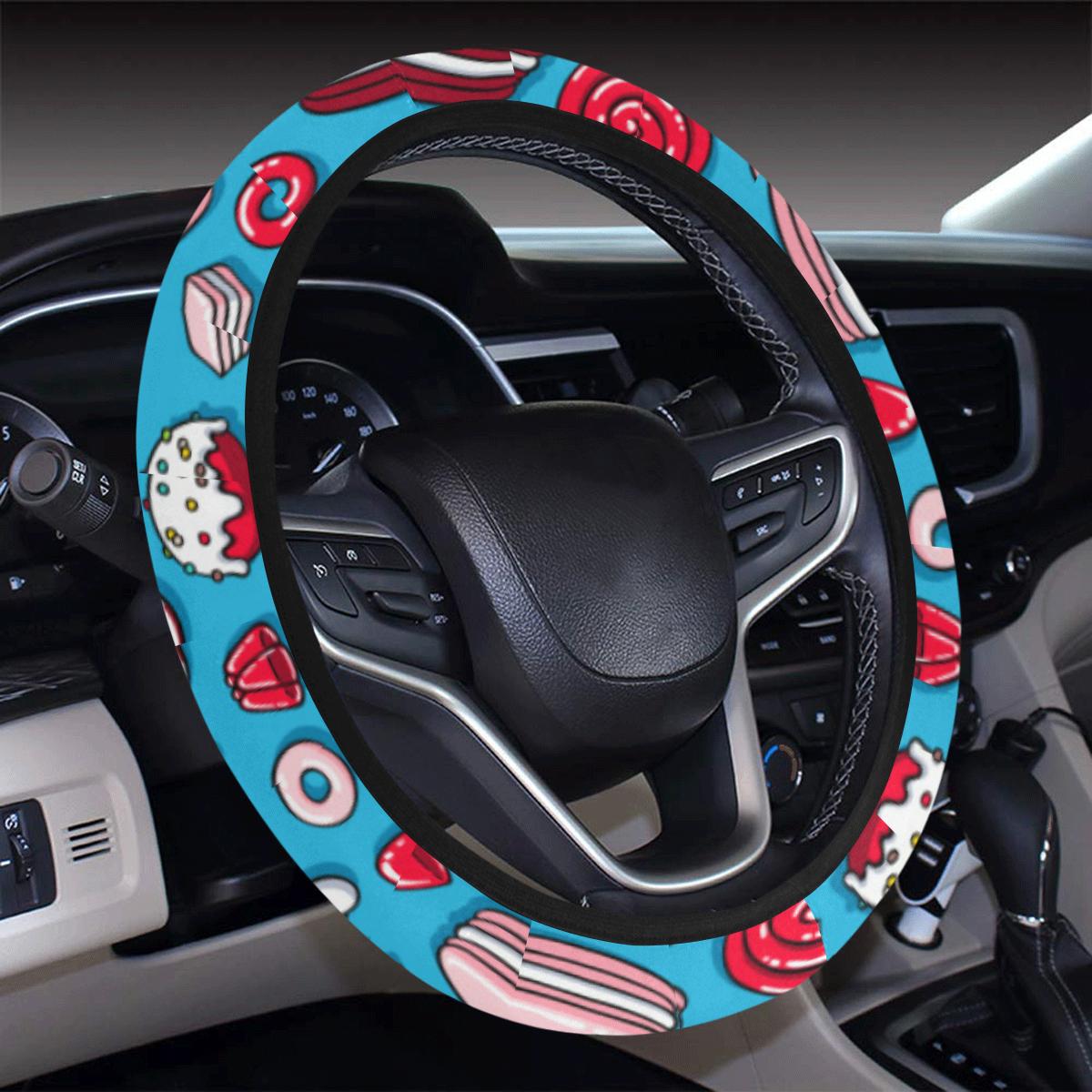 Candy Pattern Print Design 05 Steering Wheel Cover With Elastic Edge