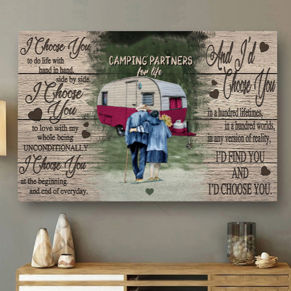 Camping Old Couple Love Horizontal Poster & Canvas For Spouse, Lover Home Decor Wall Art Visual Art