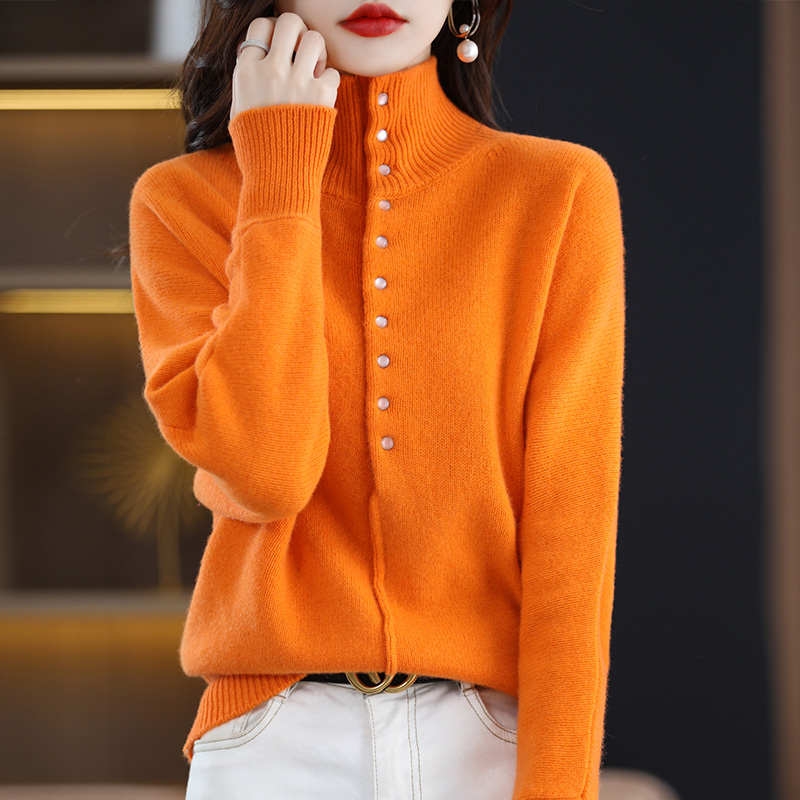 Women’s Clothing Large Size Sweater Autumn Winter New 100% Pure Wool Casual Knit Tops Korean Style Fashion Turtleneck Pullover alx