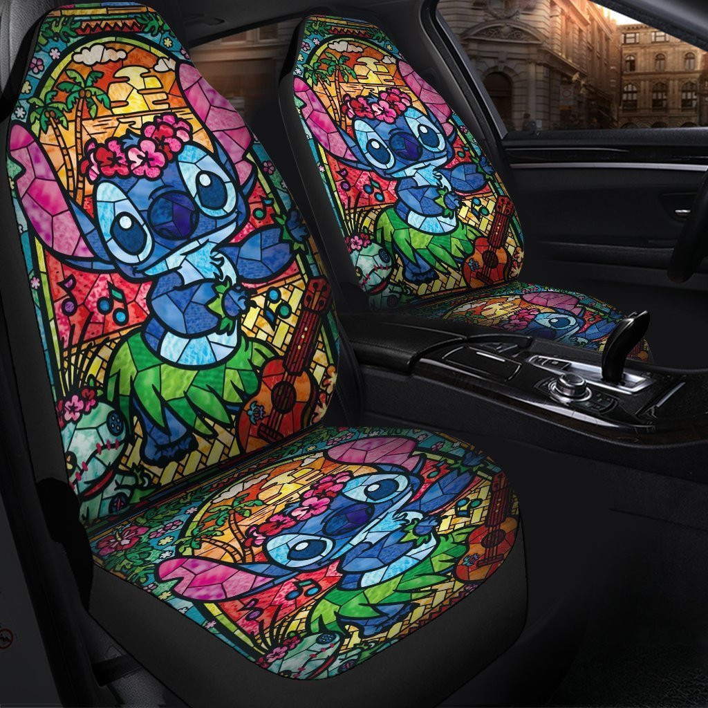 Stitch Glass Lilo Car Seat Covers – Seat Covers With Leather Pattern Print Will Get 2 Pcs