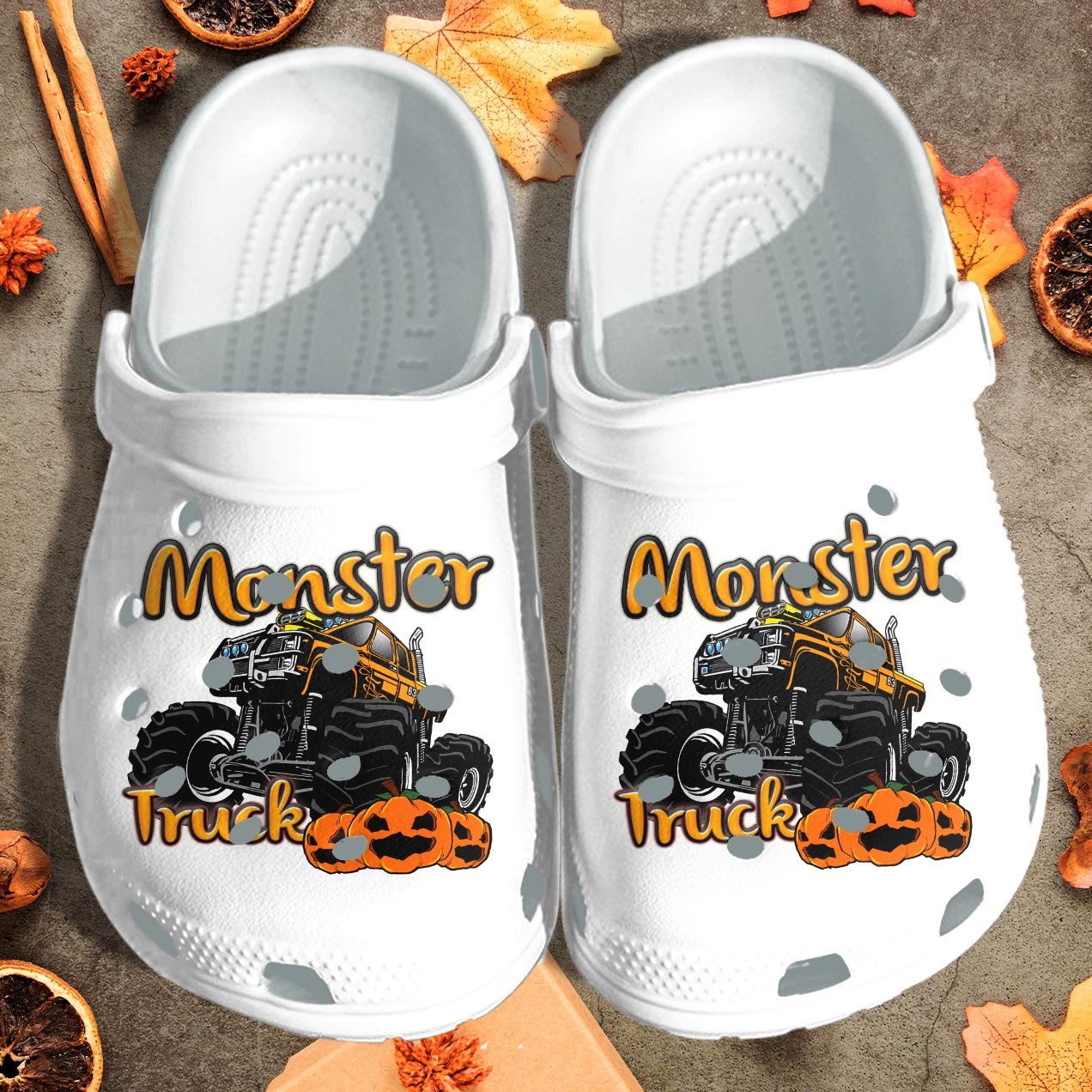 Pumpkin Halloween Monster Truck Shoes Clog – Halloween Pumpkin Crocs Crocband Clog Birthday Gift For Boy Man