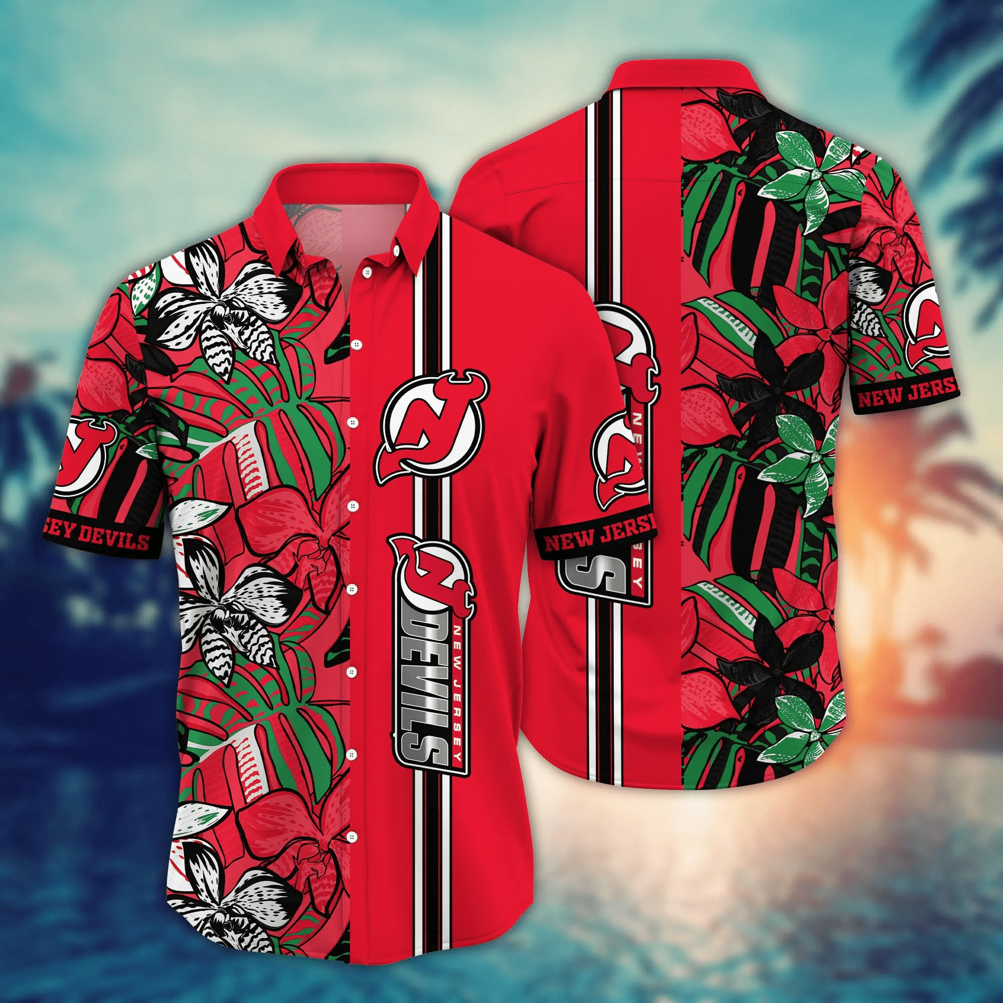 New Jersey Devils Nhl Hawaiian Shirt Sunglasses Aloha Shirt