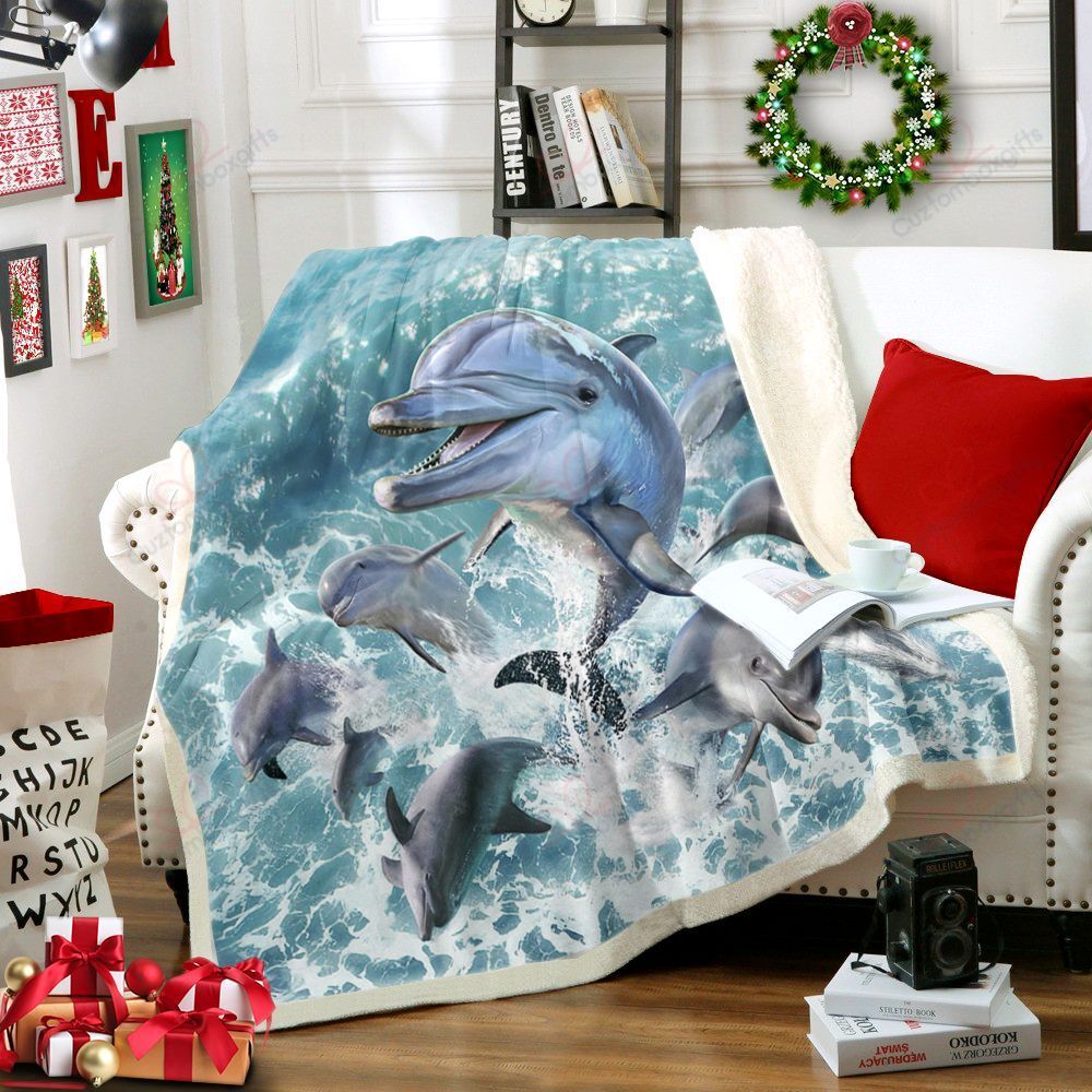 3D Dolphin Jump AM2010366CL Fleece Blanket