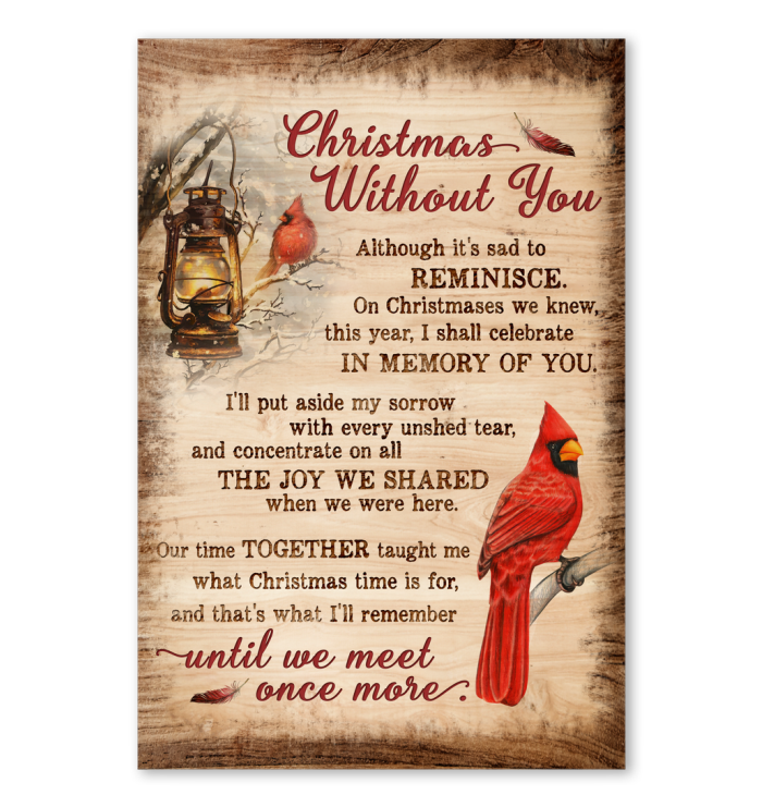 Cardinal Christmas Without You Matte Canvas