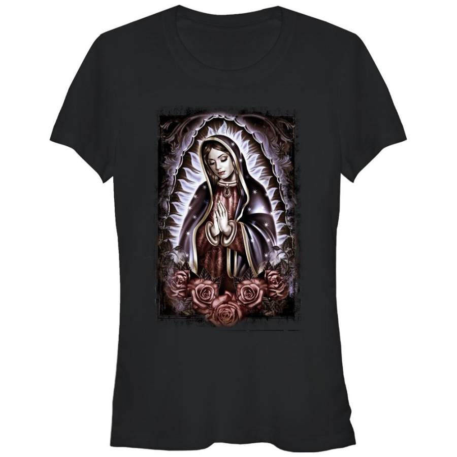 Aztlan Junior’s Virgin Mary Rose Prayer  T Shirt Black S