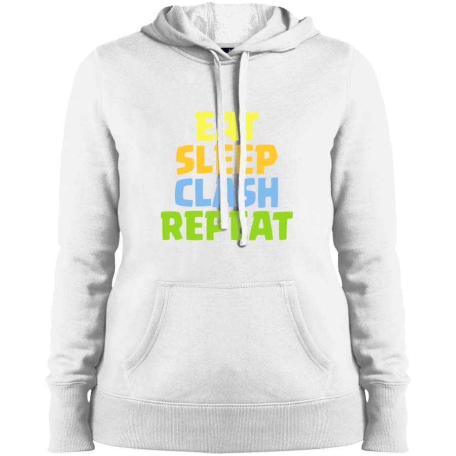 AGR Eat Sleep Clash Repeat Funny Gift Ladies’ Pullover Hooded Sweatshirt