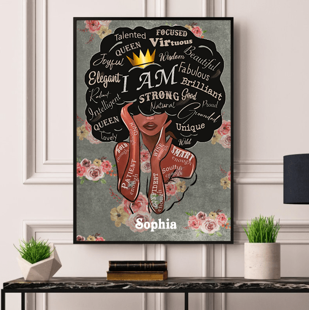 Wall Art Canvas Prints Poster Name Black Girls I Am Pt0033