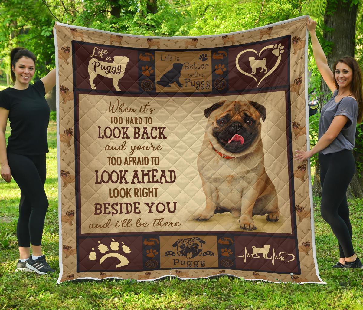 Alway Beside You Pug Quilt Blanket For Pug Dog Lover