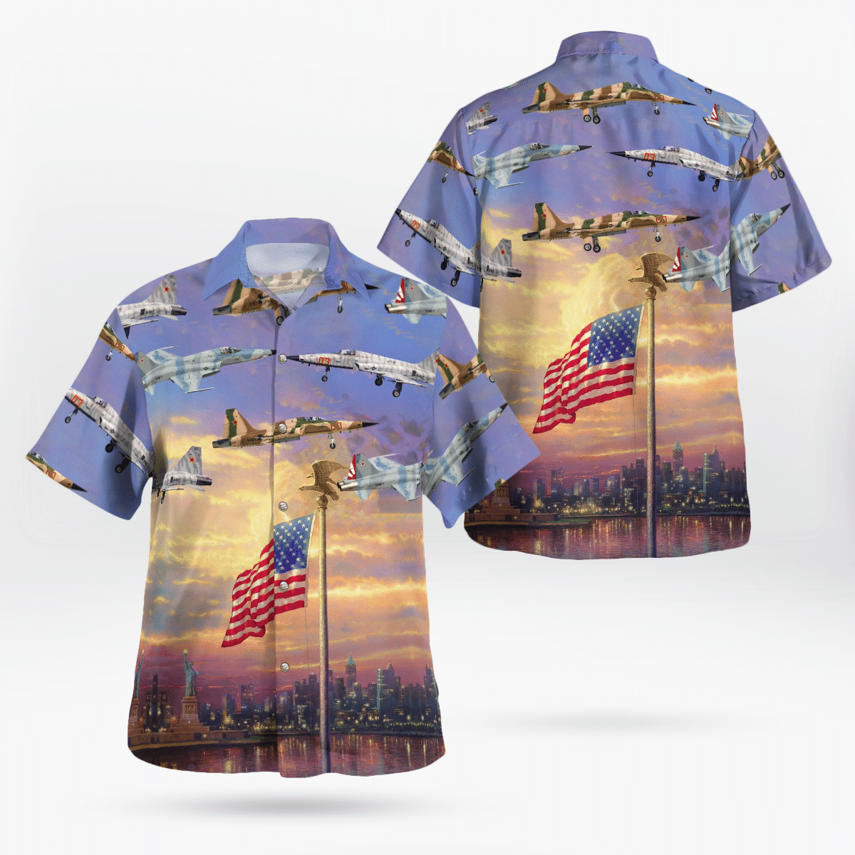 Tnlt0305Bg09 Us Navy Northrop F-5N Tiger Independence Day The Statue Of Liberty Hawaiian Shirt