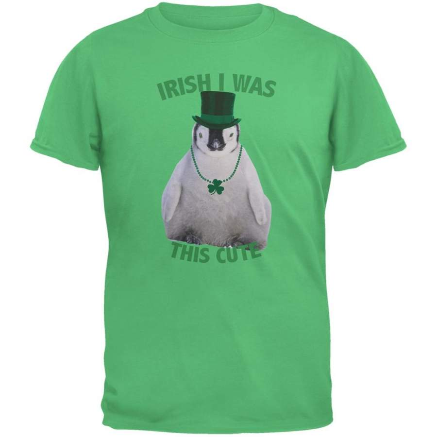 St. Patrick’s Day – Irish I Was This Cute Penguin Irish Green Adult T-Shirt