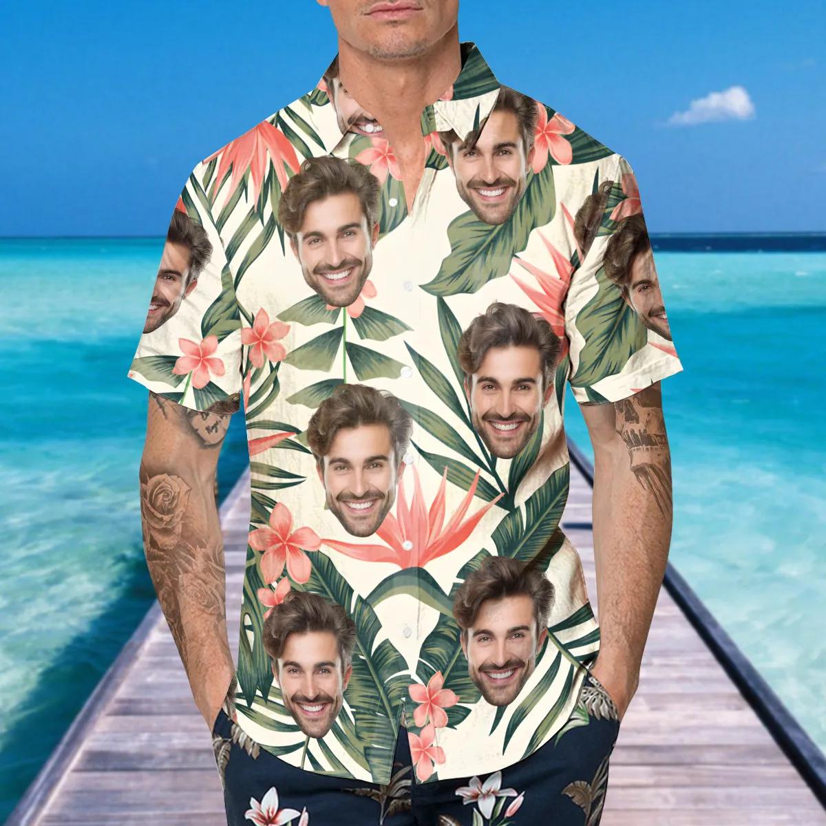 Pattern Floral Pattern Personalized Hawaiian Shirt, Custom Hawaiian Shirts With Face