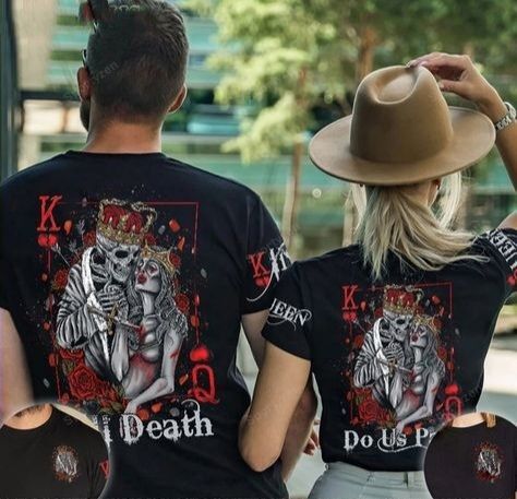 Skull Couple King Queen Poker Till Death Unisex Aop T-Shirt