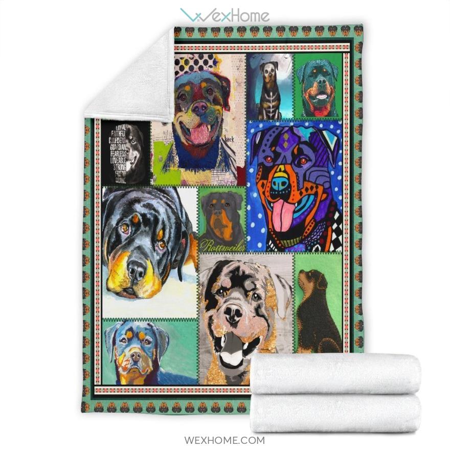 Colorful Rottweiler Dog Premium Blanket Dog Lovers Blanket