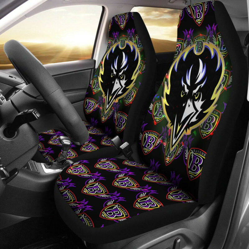 Baltimore Ravens American Football Team Car Seat Covers Raven Head In Black Fire B Wings Patterns Seat Covers