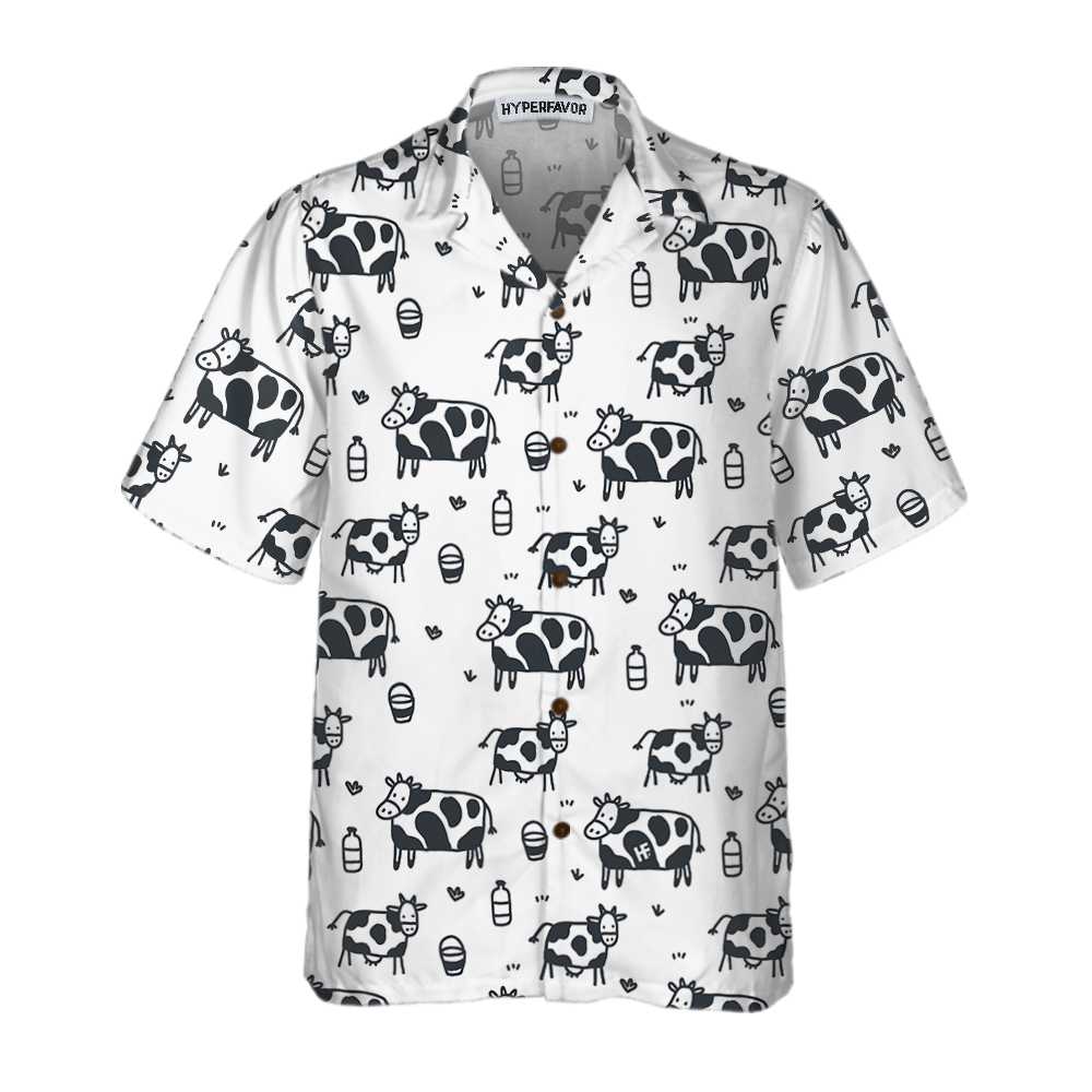 Cartoon Cow Hawaii Funny Print Button Up Shirt For Men Women Ha42052