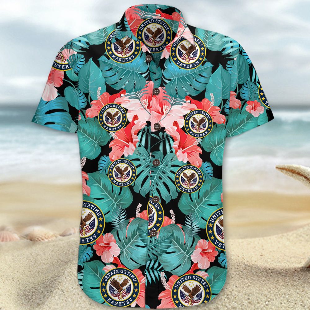 United States Veteran Floral Hawaii Shirt Tropical Proud Clothing Gift For Grandad Ha83734