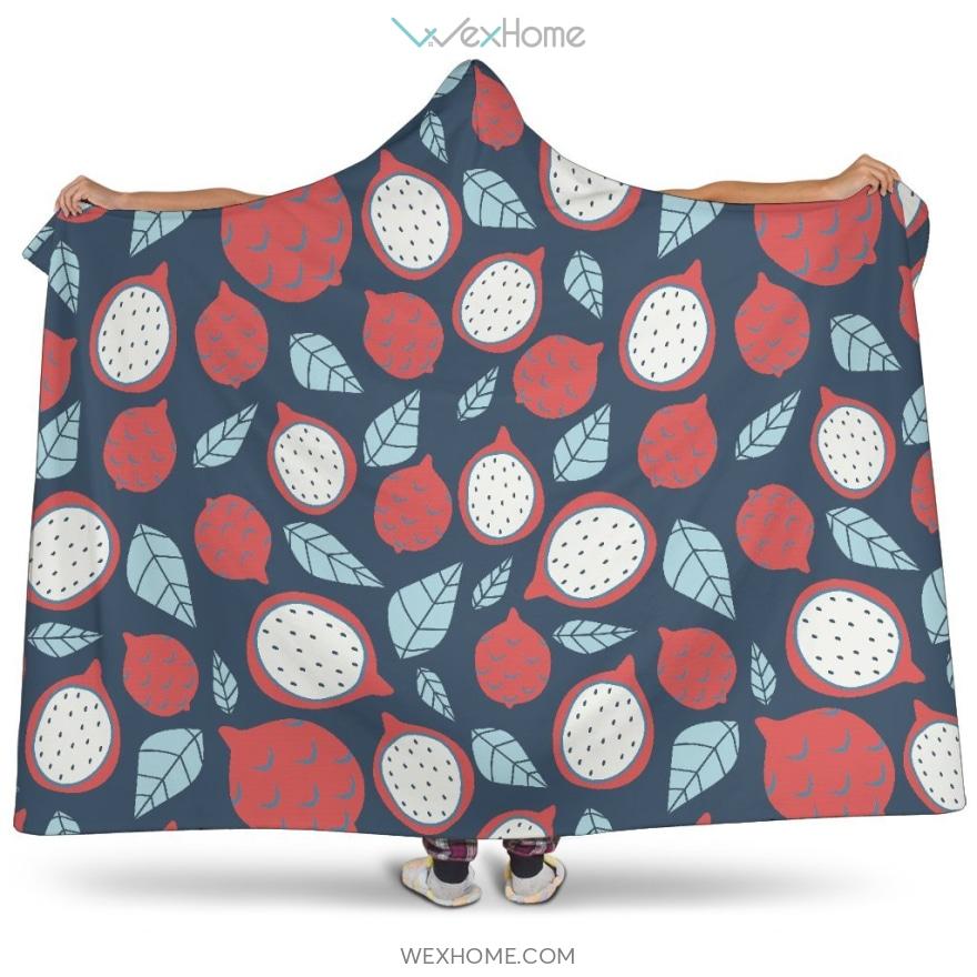 Dragon Fruits Dark Blue Background Hooded Blanket