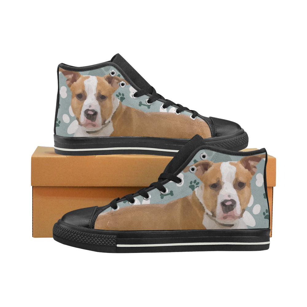 American Staffordshire Terrier Black High Top Canvas Women’s Shoes/Large Size