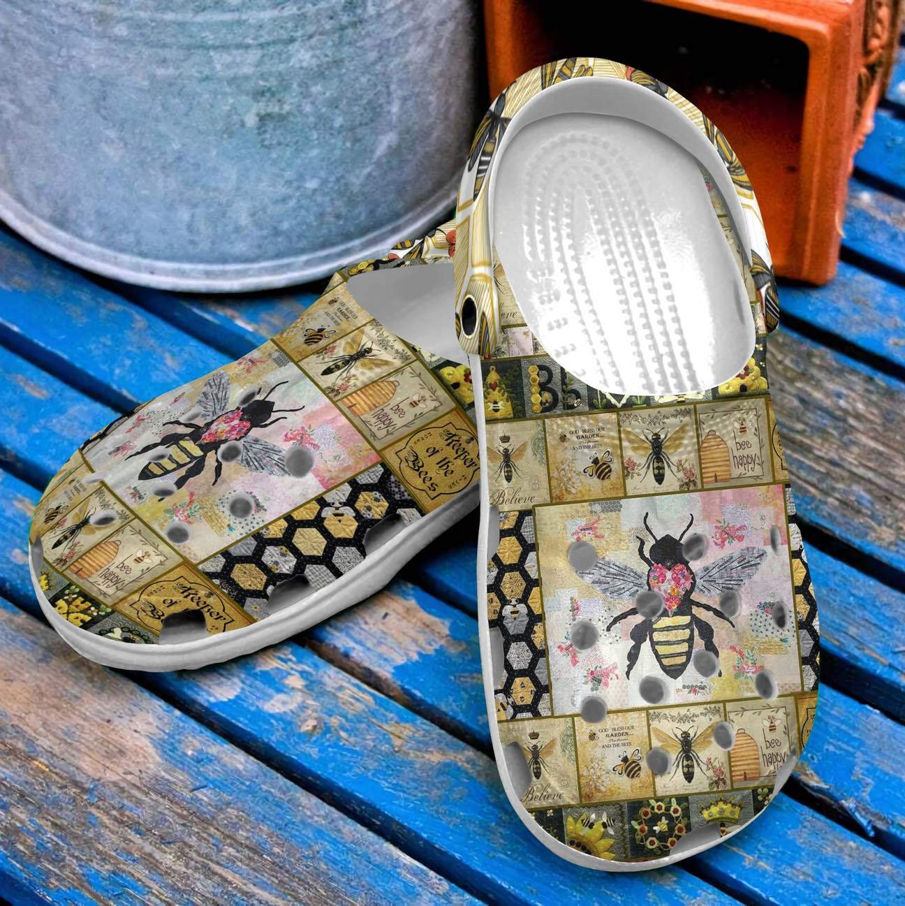 Bee Personalized Clog, Custom Name, Text, Color, Number Fashion Style For Women, Men, Kid, Print 3D Bee Lover