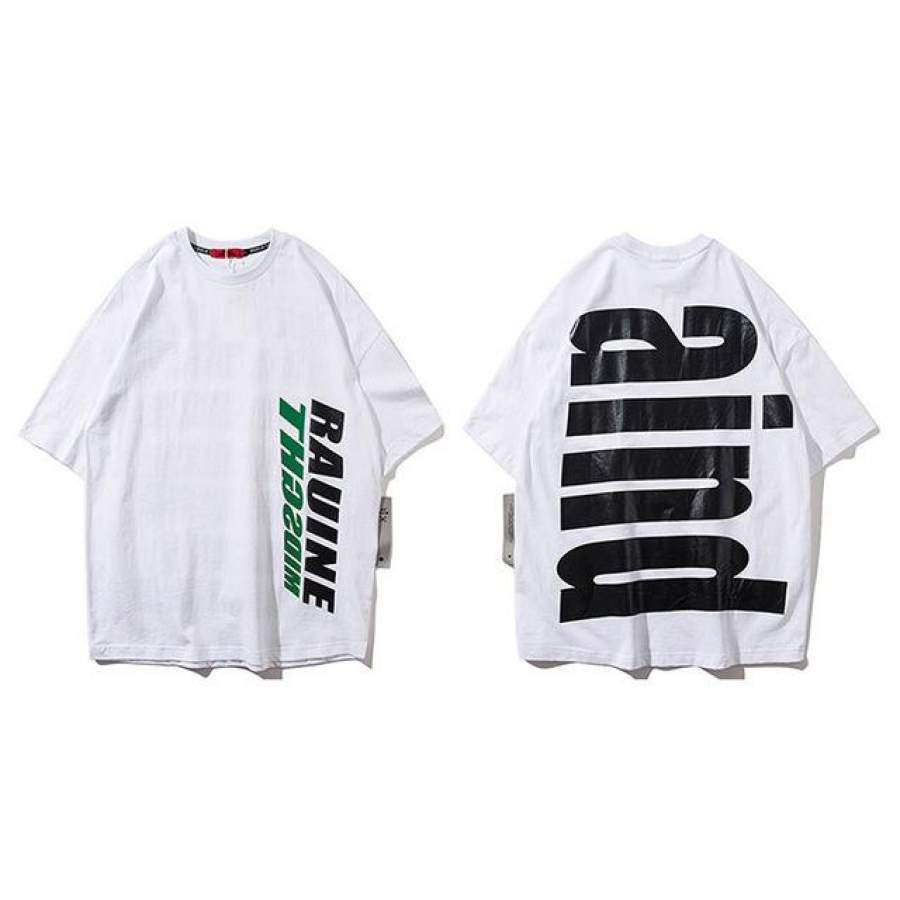 Big Letter Print T Shirt Men Hip Hop Half Sleeve Cotton Tops Tees Casual Street wear T shirt Loose Spring Summer